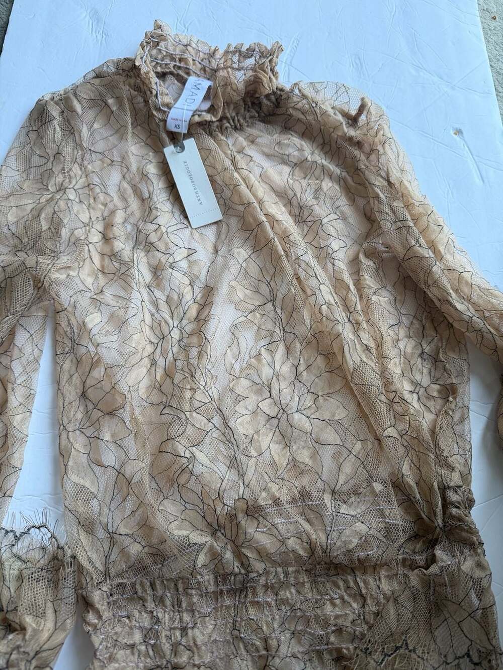 Amadi Lee Lace Mock Neck Long Sleeve Blouse